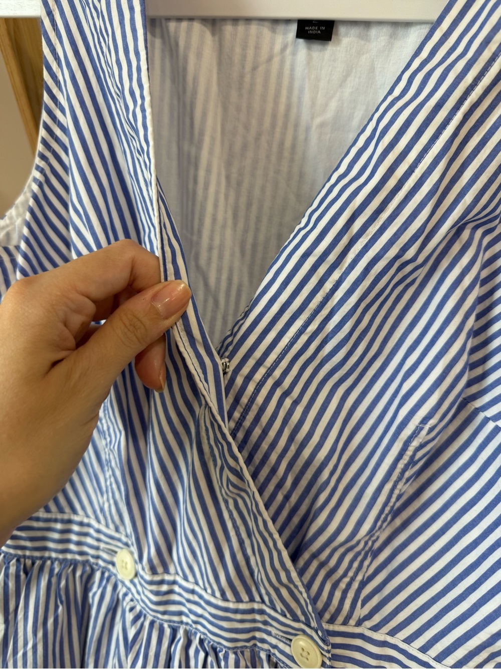 J. Crew Sleeveless Blue and White Striped Wrap Dress 100% cotton - Picture 5 of 10